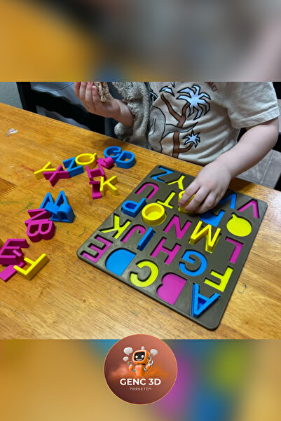 Genç 3D Eğitici Alfabe Yapboz Tahtası - Harf Eşleştirme ve Öğrenme Puzzle Blo...