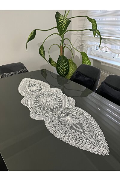 BRL ÇEYİZ HOME French Lace Luxury Tulle Guipure Chic Single Runner 50X140 cm