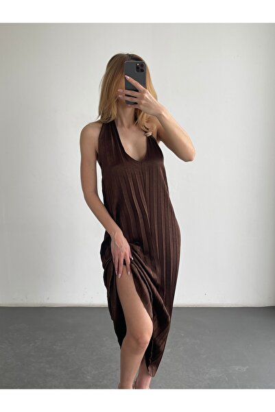 Friday Mood Rochie maxi plisată cu guler halter
