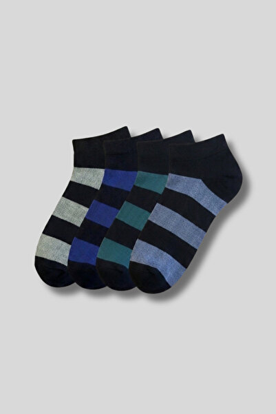 aw adawhite Women's 4-Pack Bamboo Booties Socks with Stripe Pattern