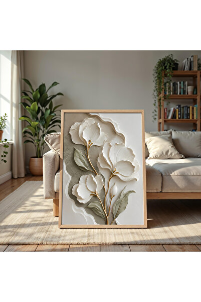 alphobitasarım Tablou decorativ cu design floral minimalist, cu aspect în rel...