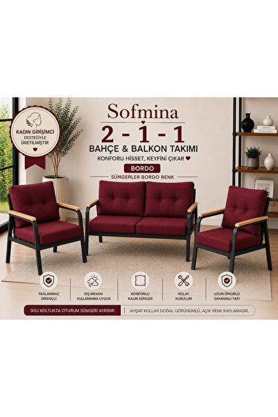 Sofmina Balkon ve Bahçe Takımı Cafe Oturma grubu 2+1+1 Konforlu Lotus Serisi