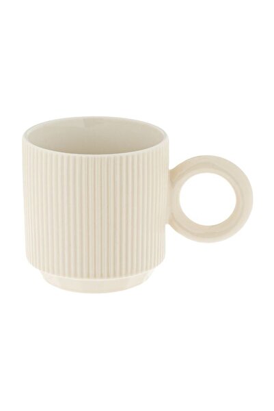 OEM Cană din ceramică crem 420ml, model reliefat