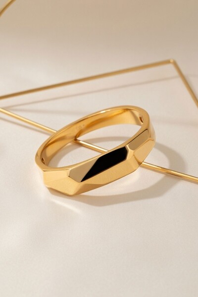 bacc Elegant Cuff Bracelet with Gold Geometric Cutouts