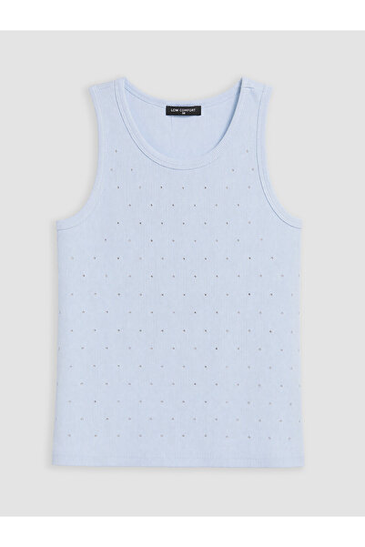 LC Waikiki Blue Crew Neck Rhinestone Women's Tank Top