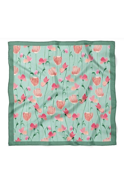 IŞIKTAŞ COLLECTİON Zarif Laleler ve Çiçek Sarmaşıkları Desen Bandana Fular 50*50