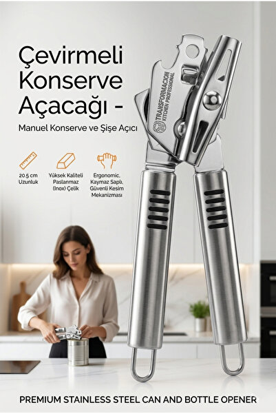 Transformacion Profesyonel Konserve Açacağı - Çelik Ergonomik Manuel Konserve...