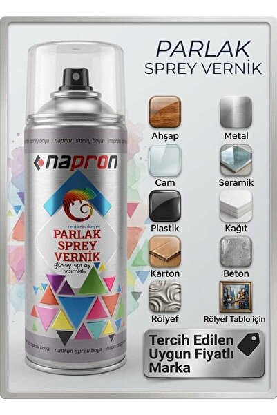 Napron Vernik Sprey Akrilik Şeffaf Parlak 400 Ml Tam Dolu