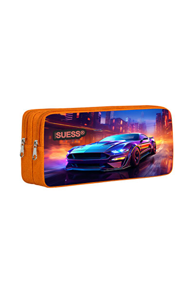 SUESS Sports Car Neon Patterned Double Compartment Pen Holder