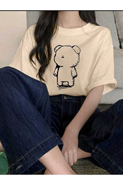 JENOLAN Tricou cu imprimeu cu ursuleț drăguț pentru femei, supradimensionat, ...