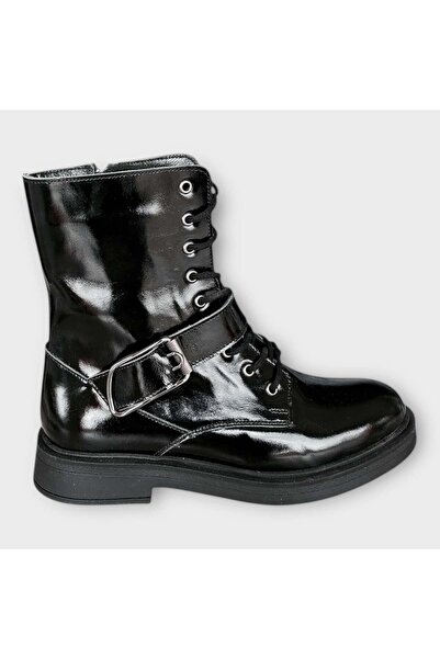 Hayati Arman Women's Genuine Leather Zippered Lace Detailed Thick Sole Boots ...
