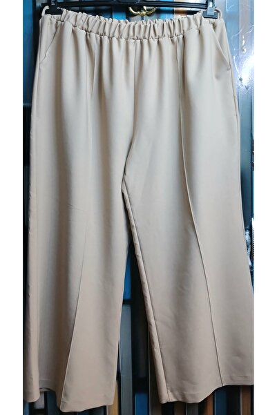 VİPP BÜYÜK BEDEN Women's Size 58 Summer Wide-Leg Cream-Colored Pants