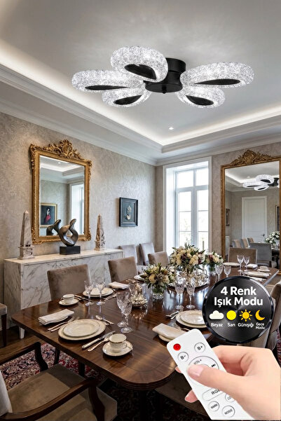 Lumia Lighting Damla Model 5"li Siyah Kumandalı 3 Renk Modu Ledli Modern Plaf...