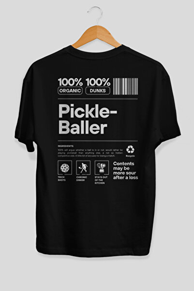 Ankhises Μπλουζάκι Pickleballer Oversize με στάμπα στην πλάτη, μαύρο, 100% βα...