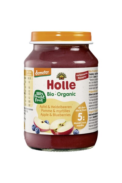 Holle Piure de mere si afine pentru copii 5 luni fara gluten,