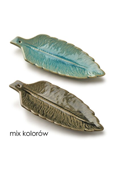 MONDEX Suport ceramic pentru tămâie, model frunză, 20 x 8 x 1.5 cm, amestec g...