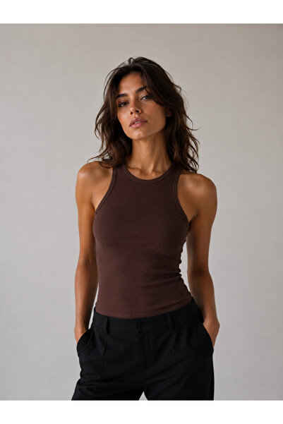 PARSHEY Kadın Slim Fit Halter Yaka Kolsuz Basic Atlet Body