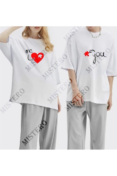 JENOLAN Tricou Salas supradimensionat cu imprimeu Lover Combination Boyfriend