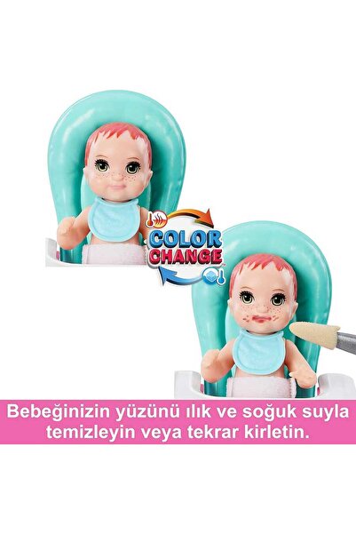 Barbie Skipper Bebek Bakıcısı Sarı Saçlı Bebek ve Oyun Seti Htk35