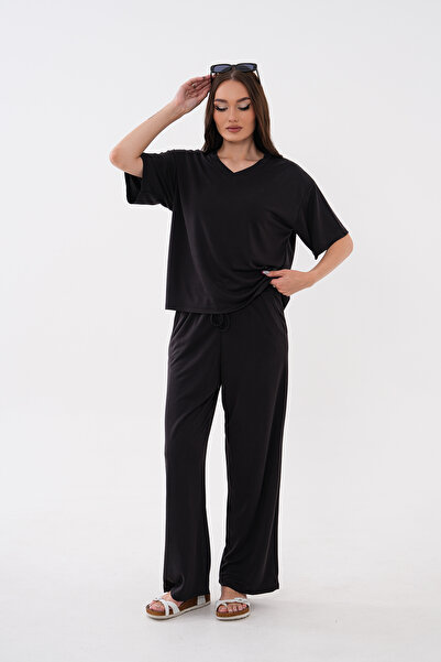 Mega Life V-Neck Pants Suit with Pique Modal Trim