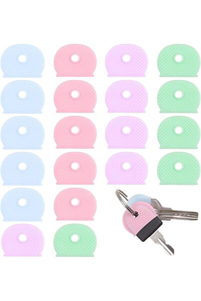 Arabest 20-Pack Key Covers,Flexible Rubber Key Caps,Colored Key Identifier Ta...