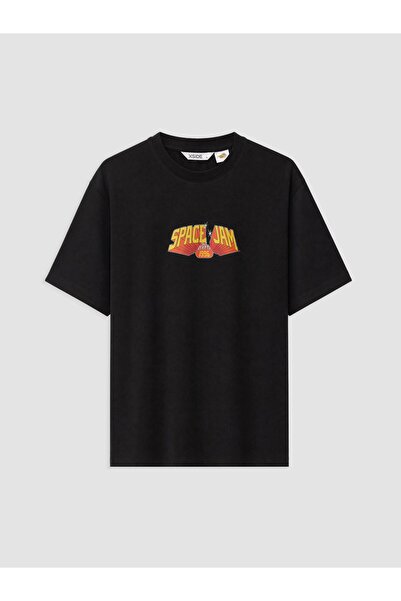 LC Waikiki Black Relax Fit Space Jam Printed Men's T-Shirt