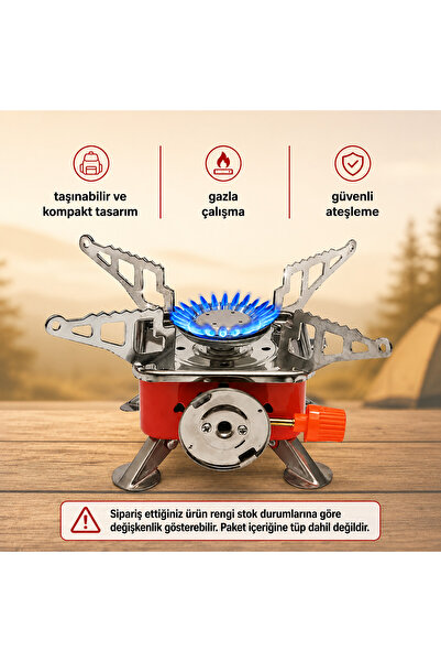 Coverzone Taşınabilir Kamp Ocağı Kart Tipi Butan/Propan Gazlı Piezo Elektrikl...