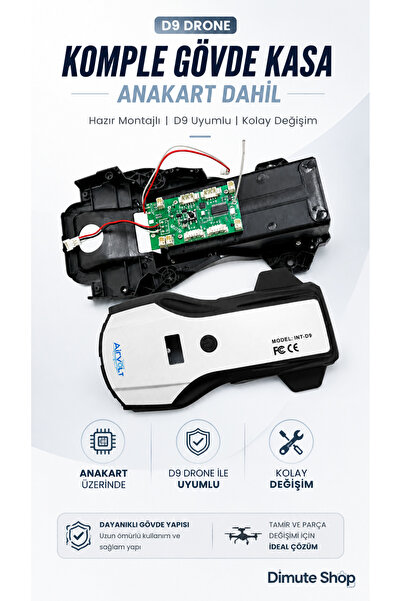 Dimute Shop D9 Drone Komple Gövde Kasa Anakart Dahil Orijinal Uyumlu Yedek Parça