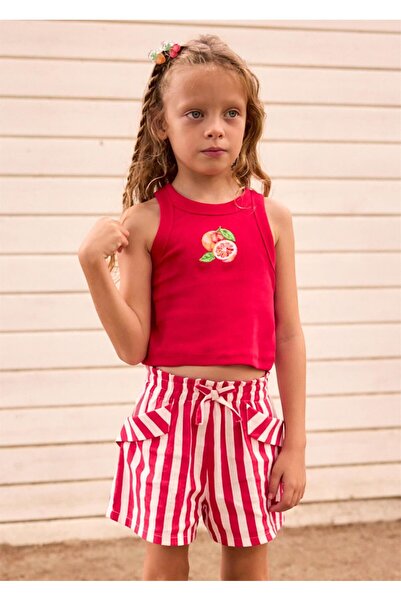MAYORAL Girl's Striped Shorts Red 3221