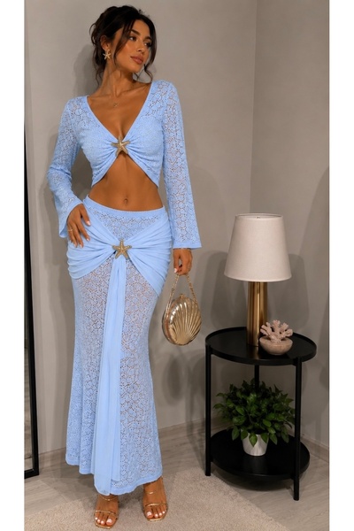 ruyaguneyboutique Gold Aksesuar Detaylı Etek Takım