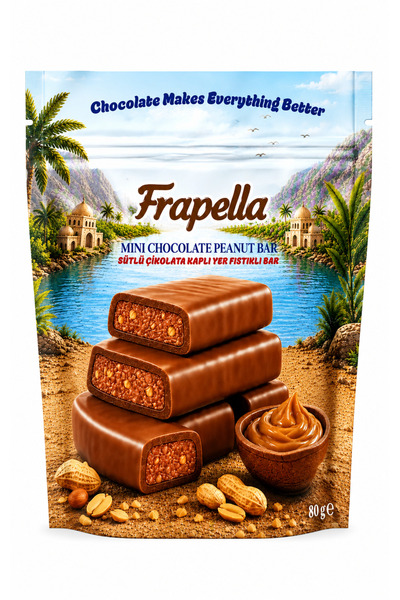 Frapella Sütlü Çikolata Kaplı Deniz Tuzlu Yer Fıstıklı Bar 80 Gr. x 12 Adet