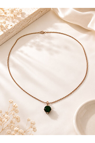 Archhazel Jewelery Green Zircon Stone Steel Necklace