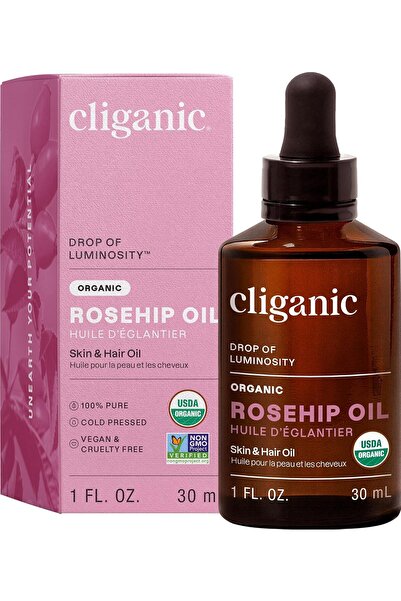 Cliganic زيت بذور الورد العضوي للوجه، نقي 100% |   عازب عن المواد المعدلة ورا...