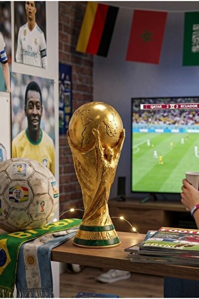 3D Brothers Golden World Cup Decorative Trophy Fan Display Model