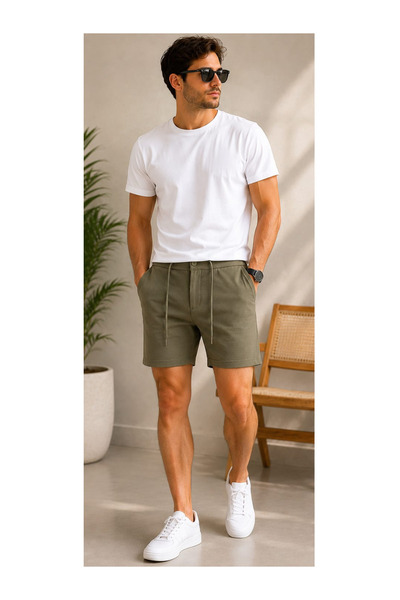 ciwi&life Men's Premium Khaki King Pique Shorts with Back Pockets