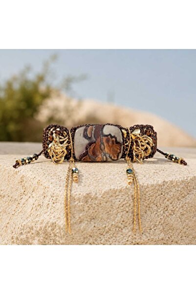 ORENDAJEWELRY Özel Tasarım Bileklik | Suni Deri Üzeri Kristal, Jasper Taşı ve...