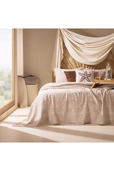 Evidea Soft Dune Çift Kişilik Yatak Örtüsü Seti - Ekru / Kahverengi - 220x240...