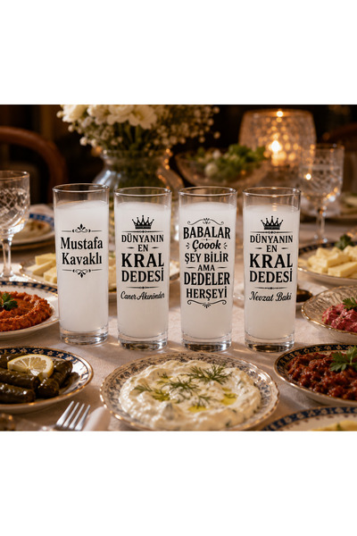Rakı Bardağın Kişiye Özel Lazer Baskılı 4lü Rakı Bardağı Seti