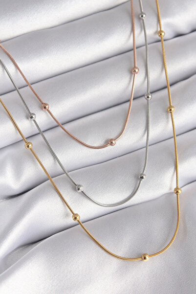 OGHAMAY 316L Steel Mix Color 3-Piece Heel Detail Women's Necklace