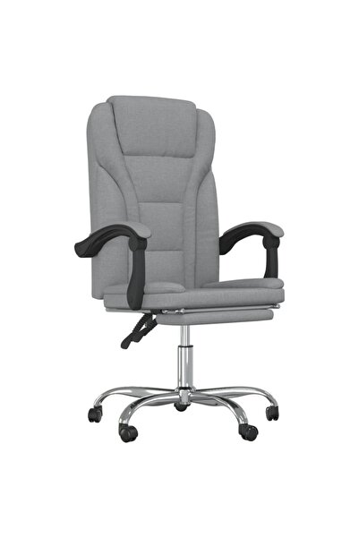 vidaxl Fotoliu de birou rabatabil, gri deschis, textil