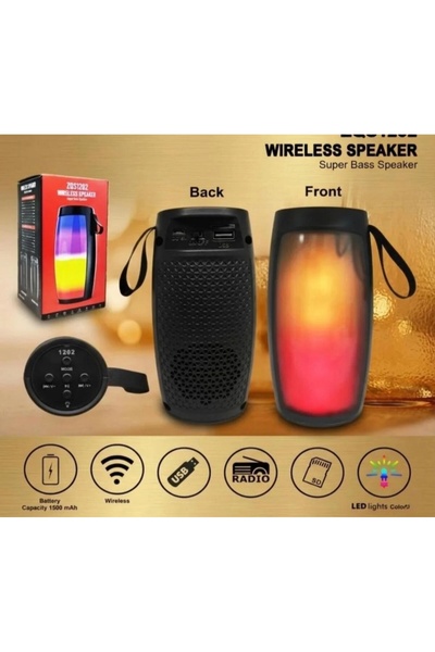 Teknolojimburada Yüksek Sesli Bluetooth Speaker Kablosuz Hoparlör Led Işıklı ...