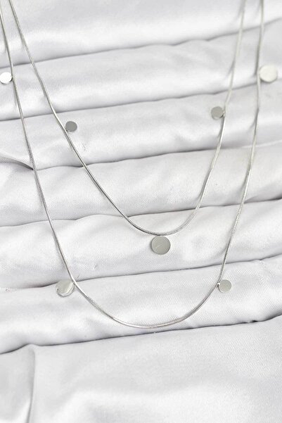 OGHAMAY 316L Steel Chain Silver Color Sequin Women's Necklace
