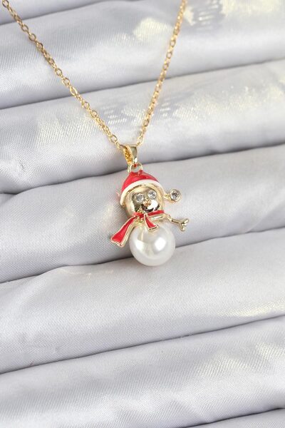 OGHAMAY 316L Steel Chain Gold Color Snowman Model Christmas Themed Women's Ne...