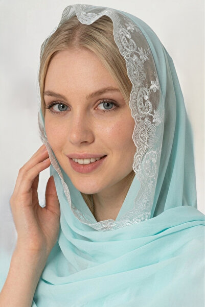 Lohusa Homewear Women's Turquoise Lace Detailed Chiffon Maternity Shawl