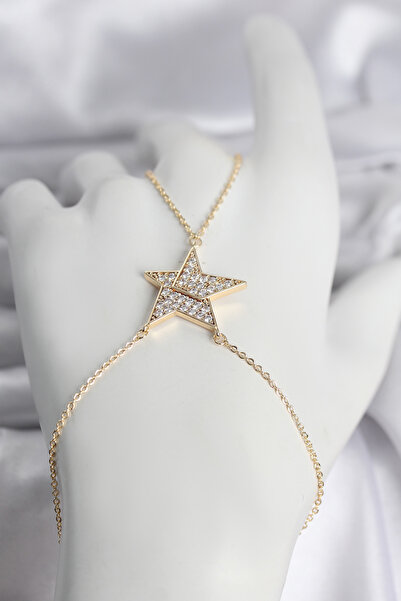 OGHAMAY Brass Gold Color Zircon Stone Star Model Women's Şahmeran
