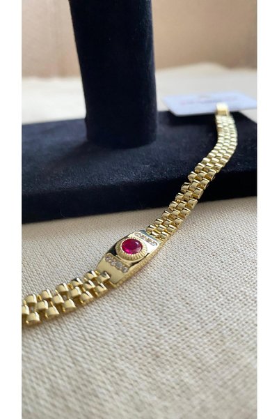 CM Jewelry Burgundy Stone Vintage cm Brand Special Series Women's Gold Bracelet