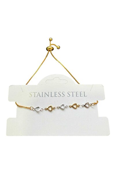 OGHAMAY Gold Color Hollow Heart Yellow White Chain Elevator Steel Bracelet - ...