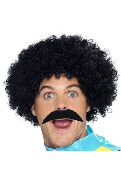 ZERO LAND Svl-Shop Black Scouser Men's Short Wig 120 Gr and (214459) Mustache...