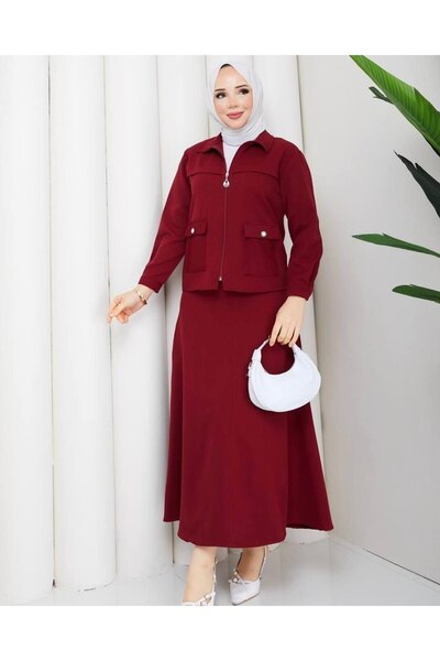 Nursay Oysho Set with Zipper Detail and Bottom and Top Skirts