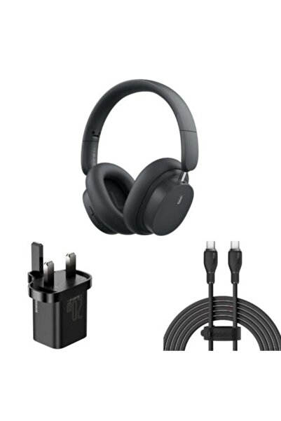 Baseus سماعة رأس مع شاحن حائط PD وكابل Type-C بطول 1.2 متر بقوة 100 واط، مجمو...